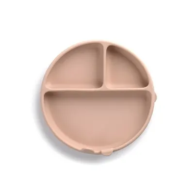 Farfurie BLW din silicon cu ventuze 17 x 17 x 4 cm BPA Free Pale