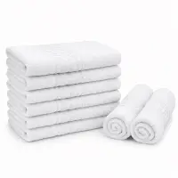 Set 8 prosoape mici 30x50cm, din 100% bumbac pakistanez, 400g, Alb