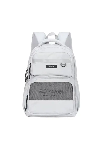 Rucsac din material textil cu buzunare multiple - Gri
