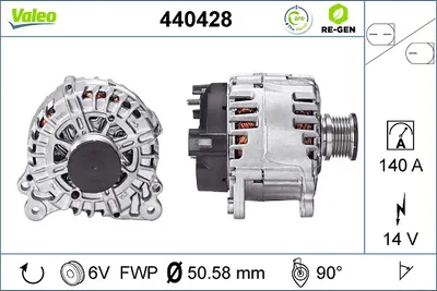 Alternator (14v, 140a) Potrivit Audi A3, Q3, Tt; Seat Alhambra, Leon, Leon Sc, Leon St, Toledo Iv; Skoda Kamiq, Kodiaq, Octavia Iii, Scala, Superb Iii, Yeti; Vw Amarok, Arteon 1.0-2.0d 05.09