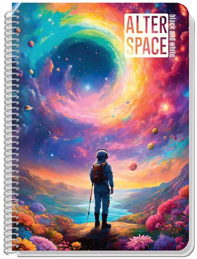 Caiet cu spirală Black&White Alter Space - A5, 80 de coli, rânduri late, sortiment