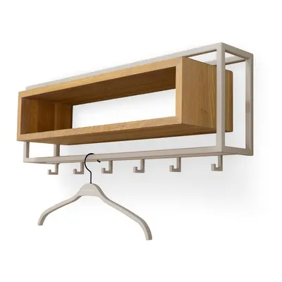 Cuier de perete în culoare naturală/taupe cu raft din lemn de stejar 78 cm School – Spinder Design