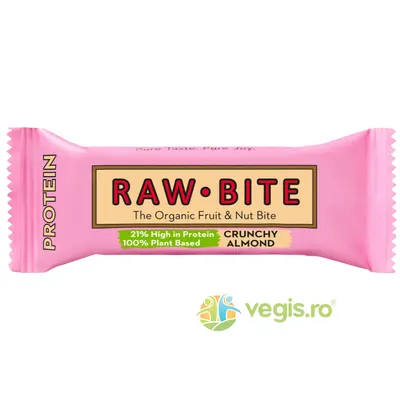 Baton Proteic cu Migdale Crocante fara Gluten si fara Zahar Ecologic/Bio 45g