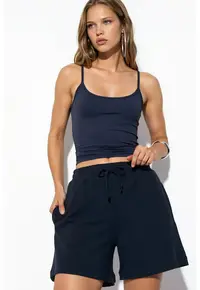 Pantaloni scurti - elastici - albastru marin - bumbac/modal/elastan