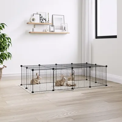 Gossi cusca animale de companie cu usa 20 panouri negru 35x35 cm otel