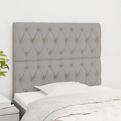 vidaXL Tăblie de pat gri deschis 100x7x118/128 cm, material textil