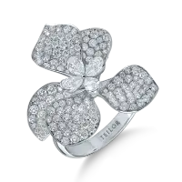 Inel floral din aur alb cu diamante pear si rotunde de 2.72ct