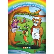 Coloreaza si creeaza o poveste cu o bufnita si un pui de crocodil!