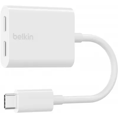 Adaptor Audio USB-C - USB-C / USB-C Belkin RockStar, Alb F7U081btWH