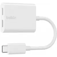 Adaptor Audio USB-C - USB-C / USB-C Belkin RockStar, Alb F7U081btWH