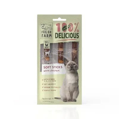 Recompense pentru pisici Fresh Farm Soft Sticks cu pui 3 x 5 gr