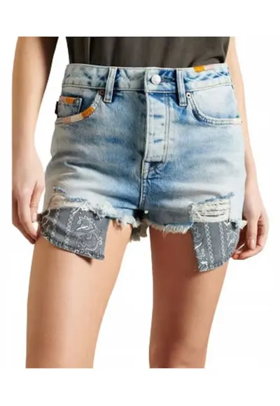 Blugi scurti dama SUPERDRY - bumbac/modal/lyocell/elastan - albastru
