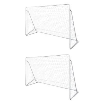 vidaXL Porți de fotbal cu plasă, 2 buc, 240 x 90 x 150 cm, oțel