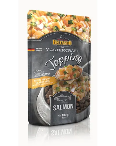 BELCANDO Mastercraft Topping Hrana umeda pentru caini adulti, cu somon si broccoli 100 gr