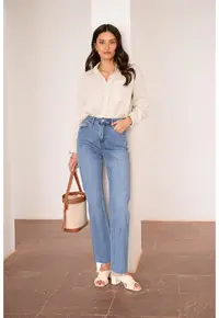 Blugi dama Maddie Straight albastru deschis JD404A-1 16708 - Albastru deschis