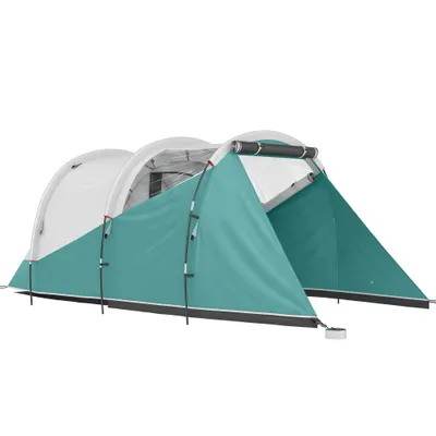 Outsunny Cort de Camping Impermeabil pentru 2-4 Persoane cu Cameră Separată, Cort Tunel cu Geantă de Transport, 460x260x190 cm, Verde | Aosom Romania
