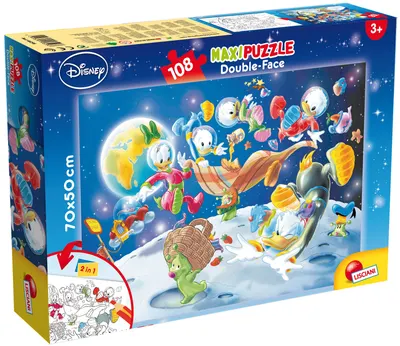 Puzzle cu două fețe Lisciani pentru colorat 108 piese- În spațiu