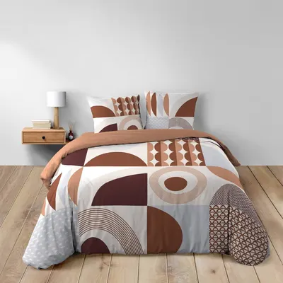 Lenjerie de pat teracotă din bumbac pentru pat dublu, extinsă 240x220 cm Gemma – douceur d'intérieur