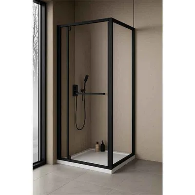 Cabina dus usa glisant, rotativ 90 x 90 cm, negru mat, Kolpasan, Stellar Uni