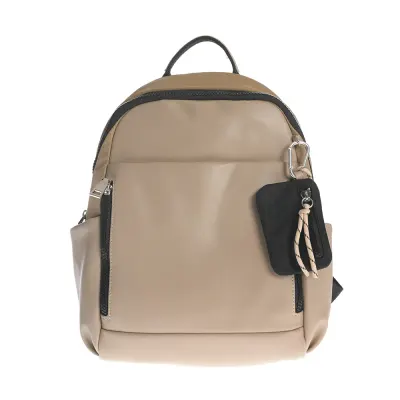 Rucsac bej minimalist cu accente negre