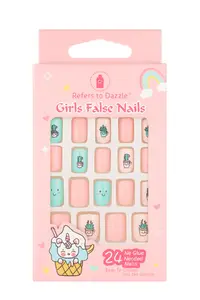 Set 24 Unghii False Press On - Cute Plants & Smiley Faces CM79