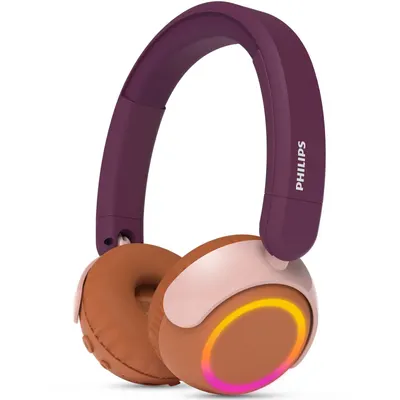 Casti pentru copii On-Ear PHILIPS TAK4200MP 00, Wireless, Bluetooth, Microfon, Lumini LED, Violet