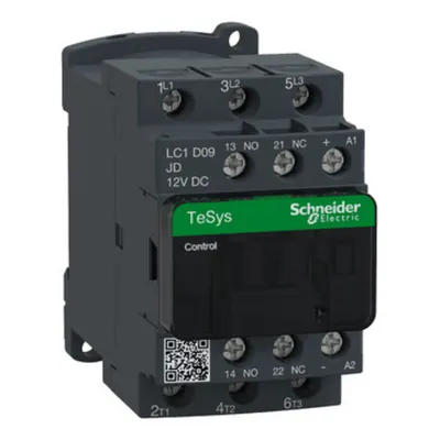 Contactor, TeSys Deca, 3P(3NO), AC-3/3e, <=440V, 9A, bobina 12V CC, borne cu surub
