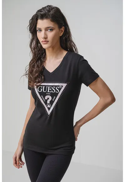 Tricou slim fit cu decolteu in V - Negru/Gri deschis/Bej