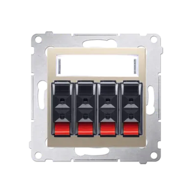 Priza difuzor 4 iesiri, rubrica pentru descriere, pentru conectare 4 incinte acustice, gold mat metalic