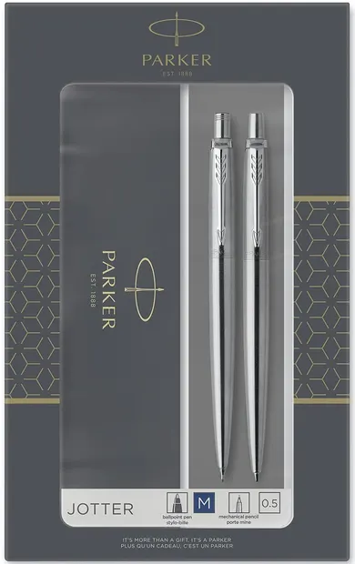 Set pix Parker Jotter Stainless Steel - Cu creion automat