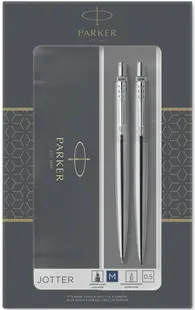 Set pix Parker Jotter Stainless Steel - Cu creion automat