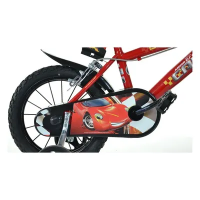Bicicleta copii Dino Bikes Cars 16 inch, varsta 6-8 ani, inaltimea 107-125 cm, anvelope gonflabile, frana de mana roata din fataspate, suport cu sticla de apa, frana de mana roata din fataspate