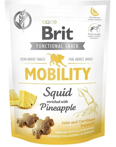 BRIT Care Dog Functional Snack Mobility recompense caini pentru mobilitate si articulatii, calamar si ananas 150 g