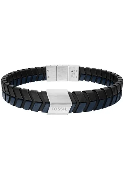 Bratara Woven piele JF04985040 - Negru - Albastru - Argintiu