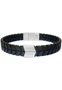 Bratara Woven piele JF04985040 - Negru - Albastru - Argintiu