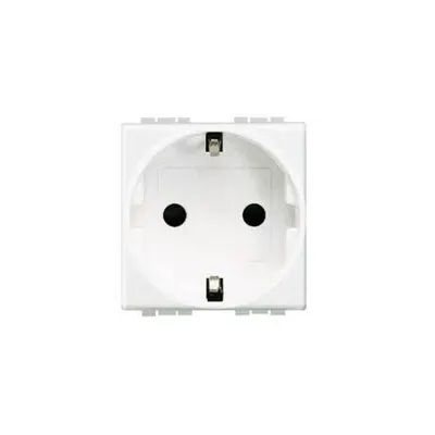 Priza standard german, cu borne automate, 2 P+N, 16A, living light, 2 module, alb, BTICINO