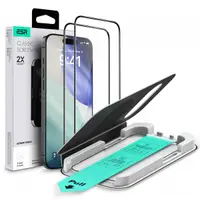Folie de protectie Ecran ESR UltraFit pentru Apple iPhone 17 / 16 Pro, Sticla Securizata, Full Glue, Set 2 bucati, Neagra