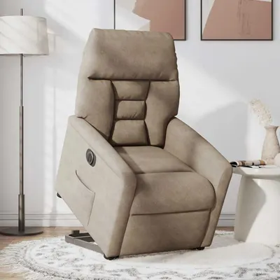 vidaXL Fotoliu rabatabil electric cu ridicare, gri taupe, microfibră