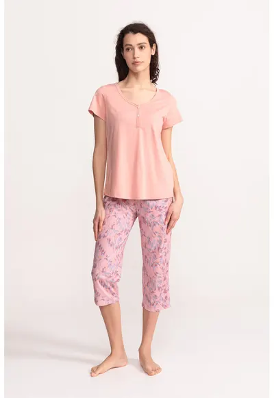 Pijama din amestec de modal Salma - Roz somon