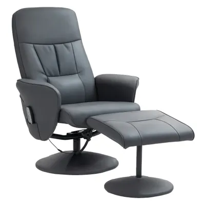 HOMCOM Fotoliu de masaj cu scaun, Scaun ergonomic cu 10 puncte de vibrații, Piele artificială, 76 x 81 x 105 cm, Gri închis | Aosom Romania