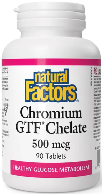 Chromium GTF Chelate, 500 mcg, 90 tablete, Natural Factors