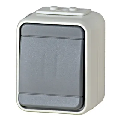 Intrerupator simplu IP44, gri/gri