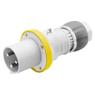 Stecher fisa industriala HP - IP44/IP54 - 2P+E - 63A - 100-130V 50/60HZ - YELLOW - 4H - MANTLE TERMINAL