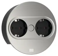 Contact pentru încorporare Bachmann - TWIST 2, 2x Schuko, 2 m, rotund, inox