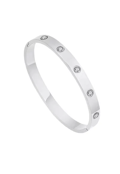 Bratara argintie - suflata cu aur 14k - cu pietre din zirconiu - Salina C3