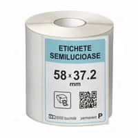 Rola etichete autoadezive semilucioase 58x37.2 mm, adeziv permanent, 5000 etichete rola