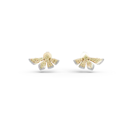 Cercei florali din aur galben cu diamante galbene de 0.83ct si diamante de 0.11ct