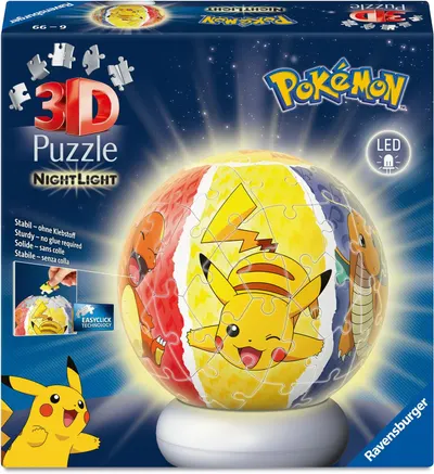 3D Puzzle Ravensburger din 72 piese - Lumină de noapte Pokemon