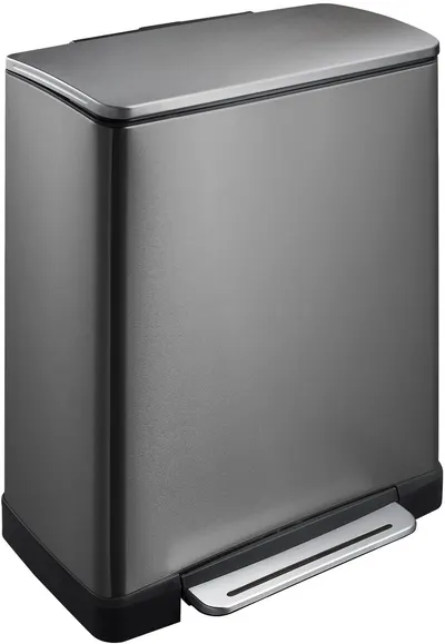 Coș de gunoi pentru colectarea selectivă EKO Europe - E-Cube, 28 + 18 L, grafit-inox