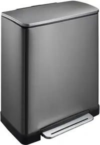 Coș de gunoi pentru colectarea selectivă EKO Europe - E-Cube, 28 + 18 L, grafit-inox